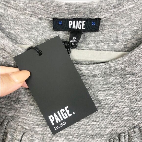 PAIGE | NEW Adalie Short Sleeve Ruffle Dress Heathered Gray Women’s Size X-Small - Picture 8 of 14